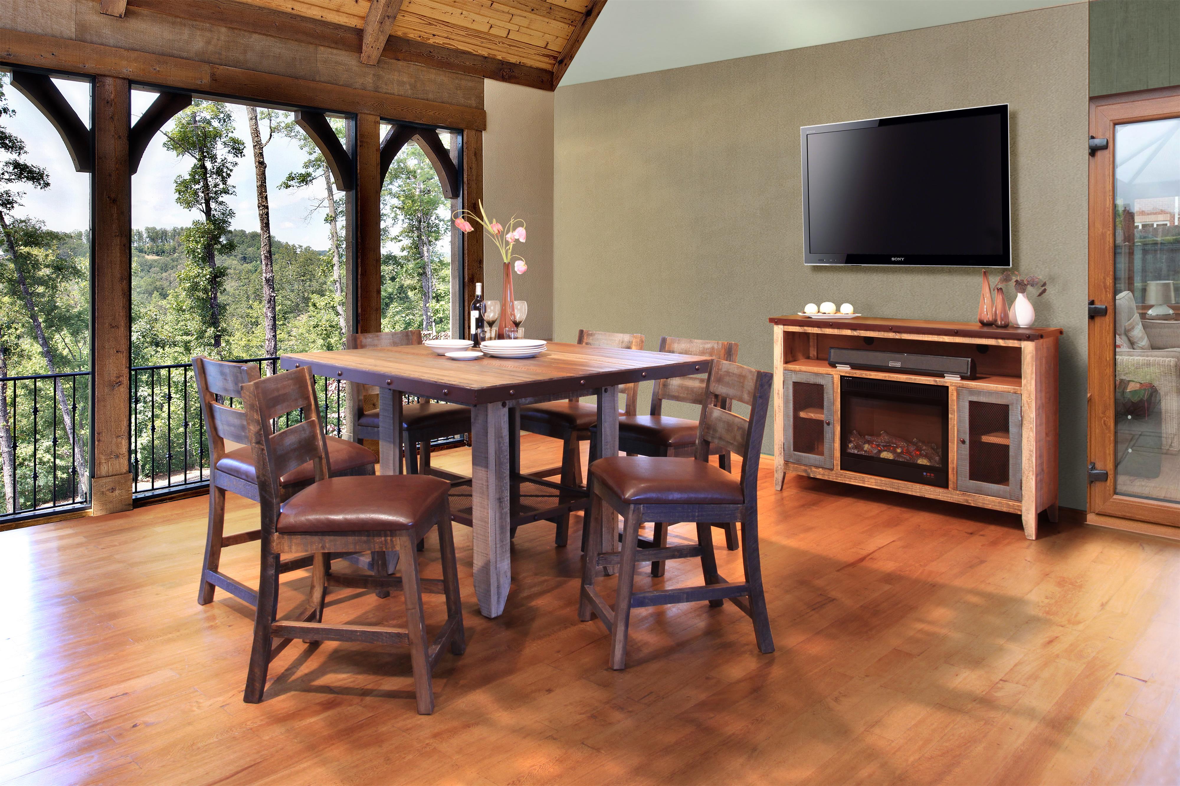 International Furniture Direct 900 Antique 52" Counter Height Dining